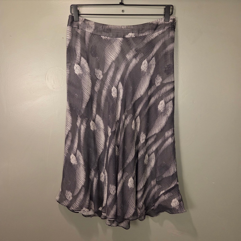 Jones New York Women's 100% Silk Midi Slip Skirt, Size 6, Gray White Black